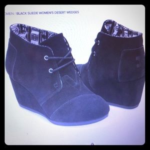 Toms Black Suede Women’s Desert Wedges
